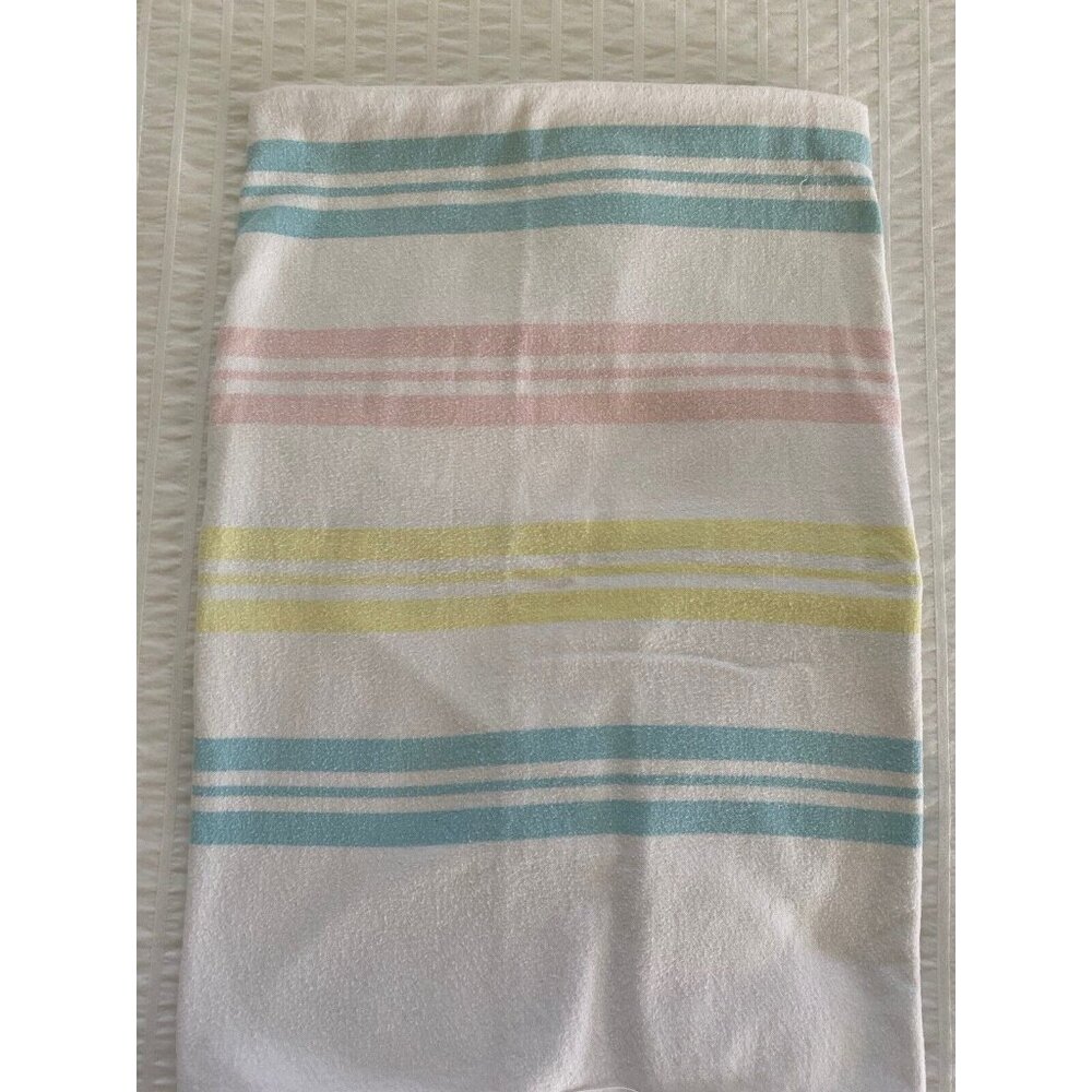 Vtg Baby Receiving Blanket Dundee 25X38 Stripes Pink Blue Nursery Swaddle 1970's - Picture 3 of 16
